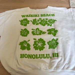 Waikiki Beach White and Green Sweatshirt